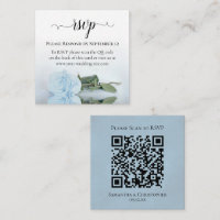 Pale Dusty Blue Rose Elegant Wedding RSVP QR Code