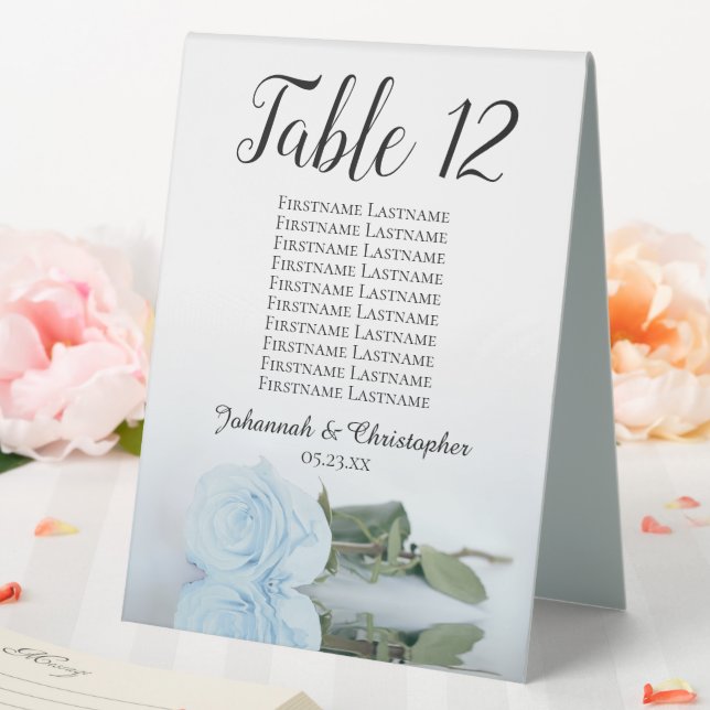 Pale Dusty Blue Rose Wedding Number Seating Chart (In SItu (Wedding))