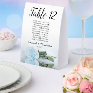 Pale Dusty Blue Rose Wedding Number Seating Chart