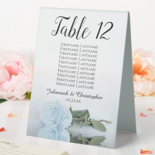 Pale Dusty Blue Rose Wedding Number Seating Chart