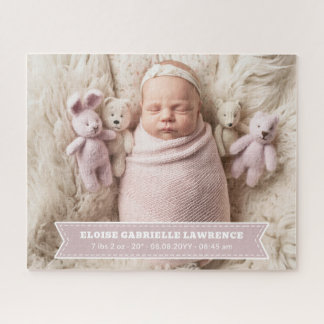 Pale Dusty Pink Newborn Baby Girl Photo Jigsaw Puzzle