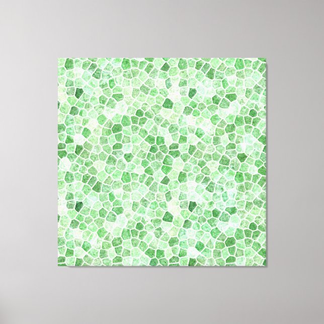 Pale Emerald and Pistachio Cobbled Patchwork Canvas Print (Front)