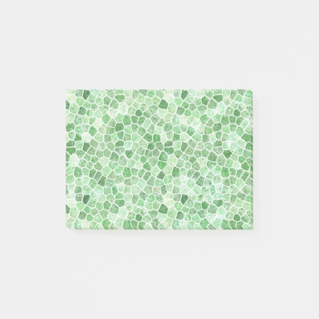 Pale Emerald and Pistachio Cobbled Patchwork Post-it Notes (Front)
