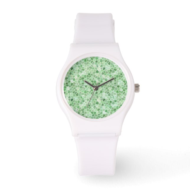 Pale Emerald and Pistachio Cobbled Patchwork Watch (Front)