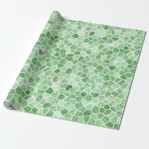 Pale Emerald and Pistachio Cobbled Patchwork Wrapping Paper