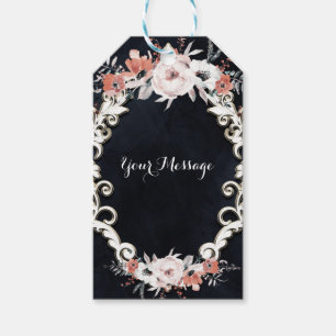 Pale Floral Dark Chalk Elegant Winter Wedding Gift Tags