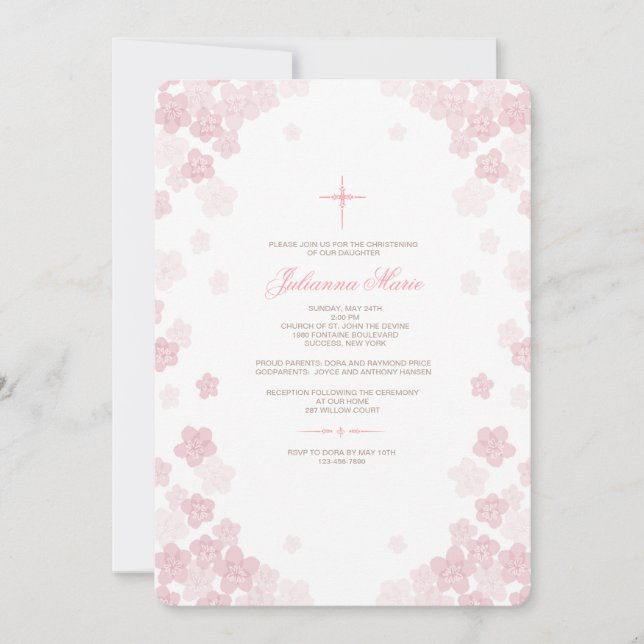 Pale Flowers Religious Invitation (Front)