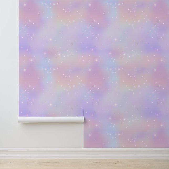 Pale Fluffy Pink Unicorn Clouds Stars Magical Wallpaper (Application)