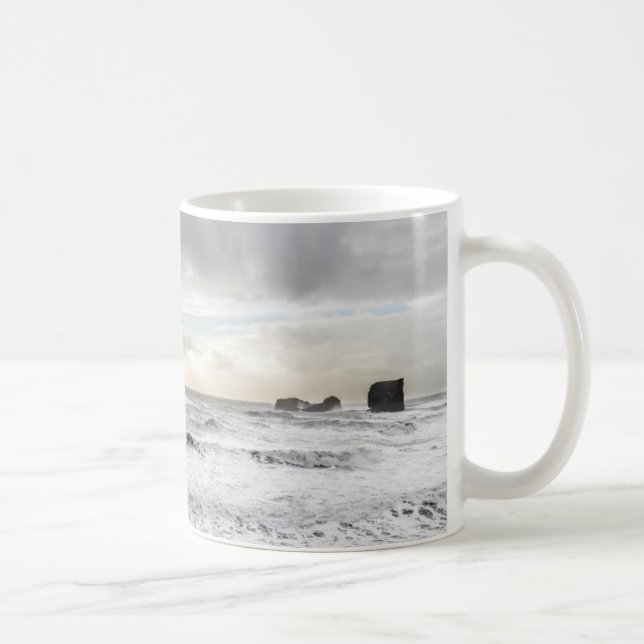 Pale foamy ocean seascape, Iceland Coffee Mug (Right)