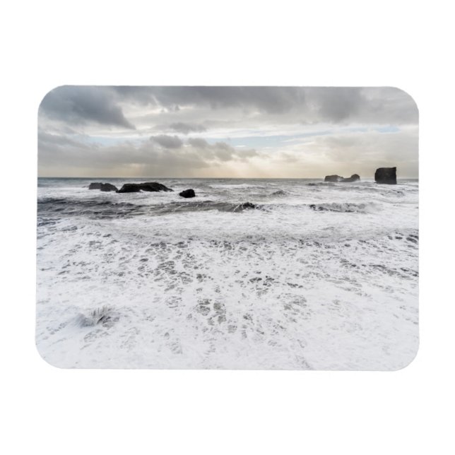 Pale foamy ocean seascape, Iceland Magnet (Horizontal)