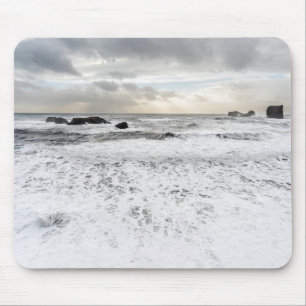 Pale foamy ocean seascape, Iceland Mouse Mat