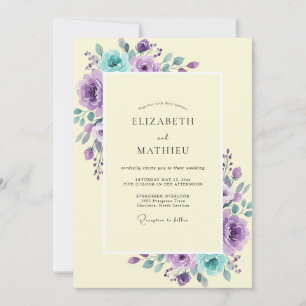 Pale Gold Amethyst Petal Wedding Invitation