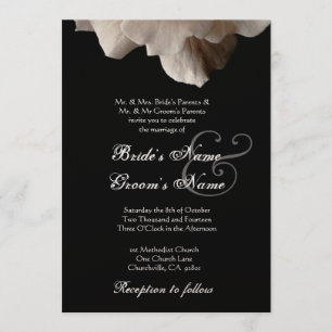 PALE GOLD and Black Rose Wedding Invitation