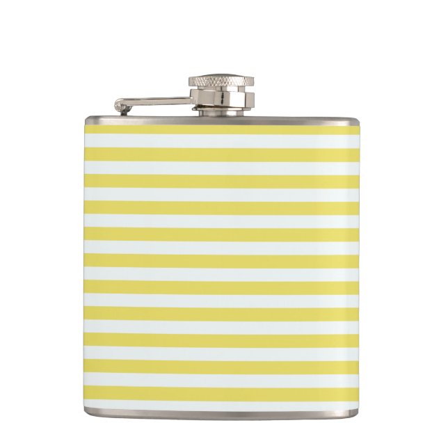 Pale Gold and White Stripes by Shirley Taylor Hip Flask (Front)