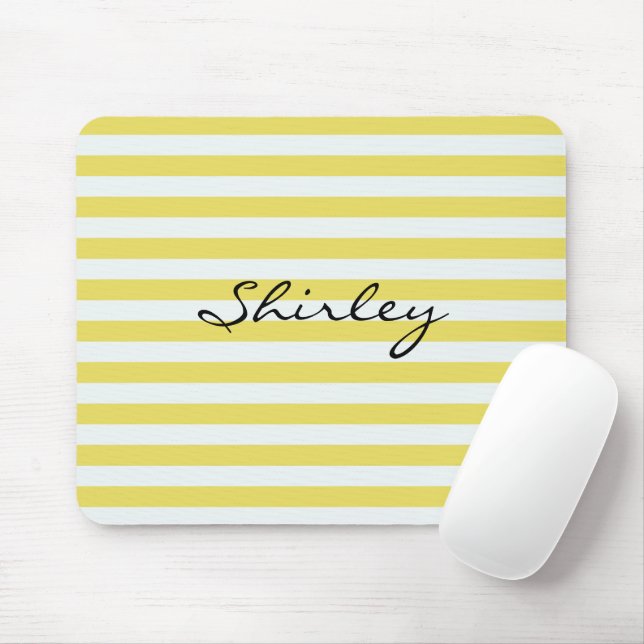 Pale Gold and White Stripes by Shirley Taylor Mouse Mat (With Mouse)