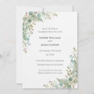Pale Gold Botanical Wedding Invitation