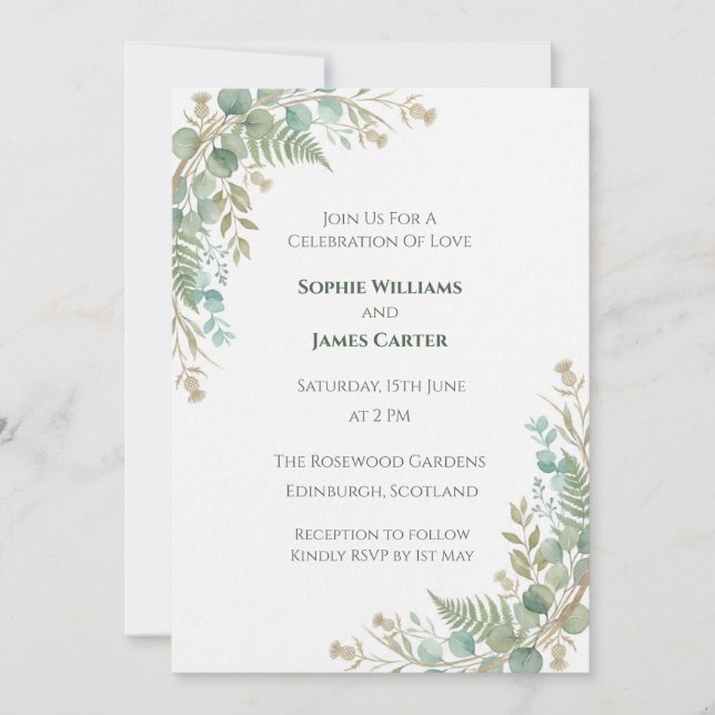 Pale Gold Botanical Wedding Invitation (Front)