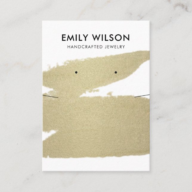 PALE GOLD BRUSH STOCK NECKLACE EARRING DISPLAY BUSINESS CARD (Front)