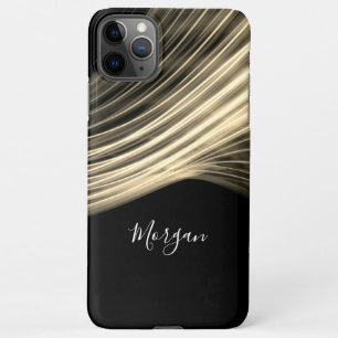 Pale Gold Curved Light Rays, Name in White Script iPhone 11Pro Max Case