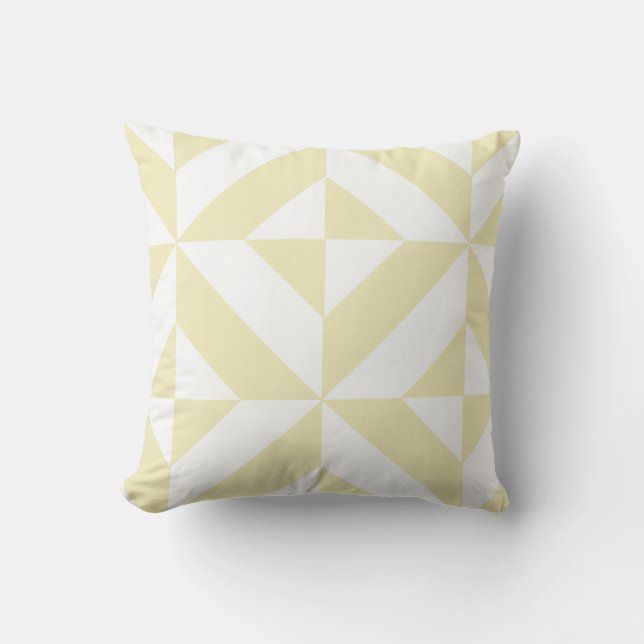 Pale Gold Deco Cube Pattern Cushion (Front)