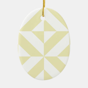 Pale Gold Geometric Deco Cube Pattern Ceramic Tree Decoration