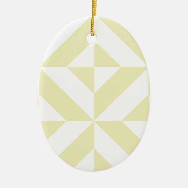 Pale Gold Geometric Deco Cube Pattern Ceramic Tree Decoration (Front)
