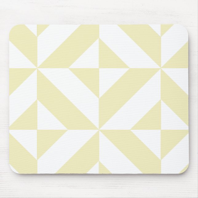 Pale Gold Geometric Deco Cube Pattern Mouse Mat (Front)