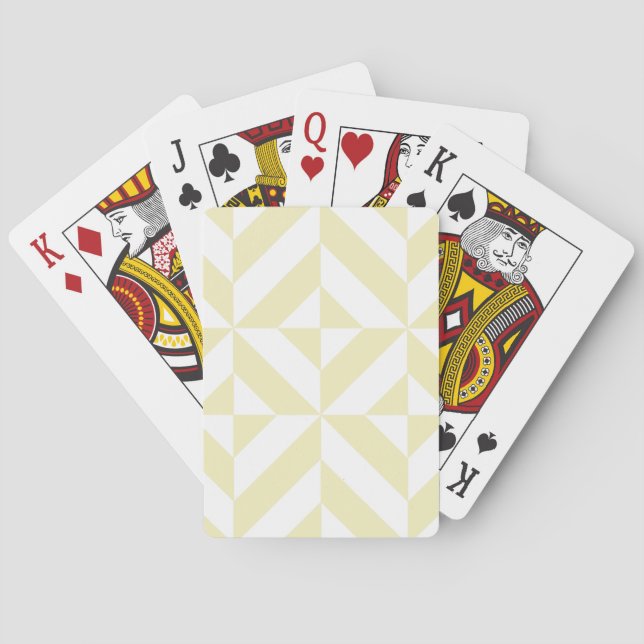 Pale Gold Geometric Deco Cube Pattern Playing Cards (Back)