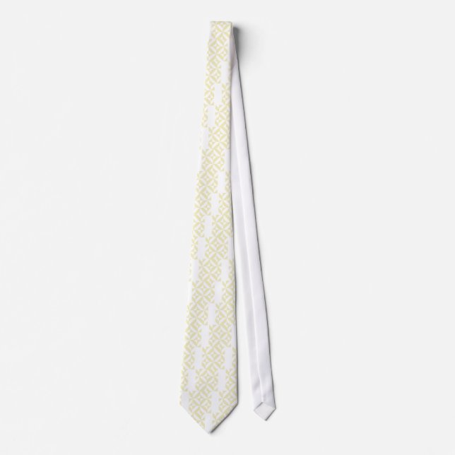 Pale Gold Geometric Deco Cube Pattern Tie (Front)