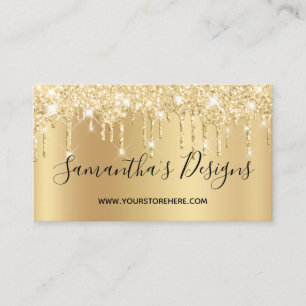 Pale Gold Glitter Drips Ombre Online Store Business Card
