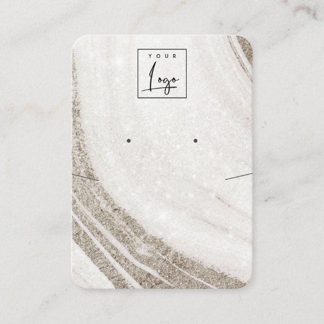 Pale Gold Marble Agate Necklace Earring Display Business Card (Front)