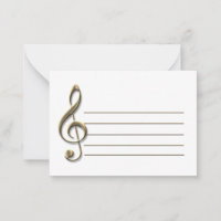 Pale Gold Treble Clef with Music Staff Blank 