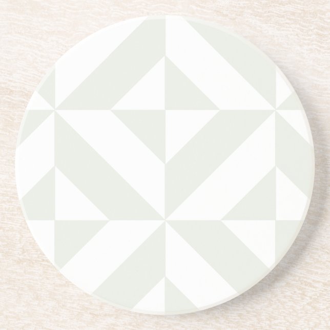 Pale Gray Geometric Deco Cube Pattern Coaster (Front)