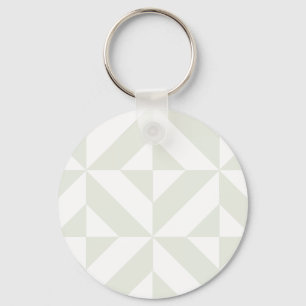 Pale Gray Geometric Deco Cube Pattern Key Ring