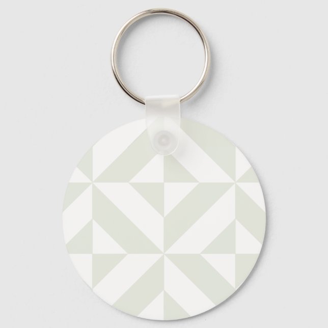 Pale Gray Geometric Deco Cube Pattern Key Ring (Front)