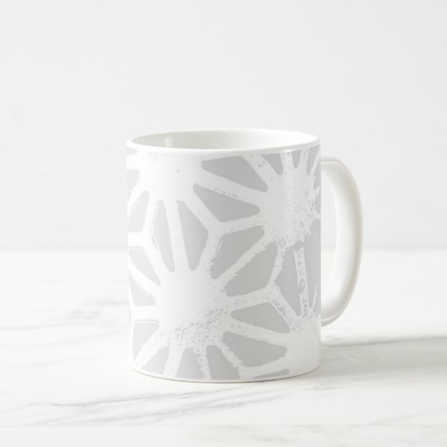 Pale gray geometric pattern coffee mug (Front Right)