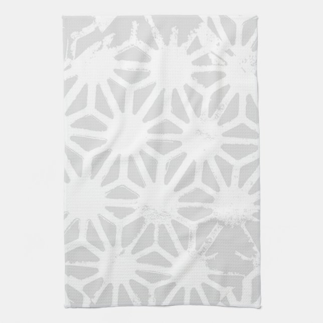 Pale gray geometric pattern tea towel (Vertical)