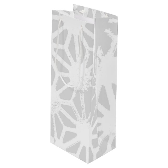 Pale gray geometric pattern wine gift bag (Front Angled)