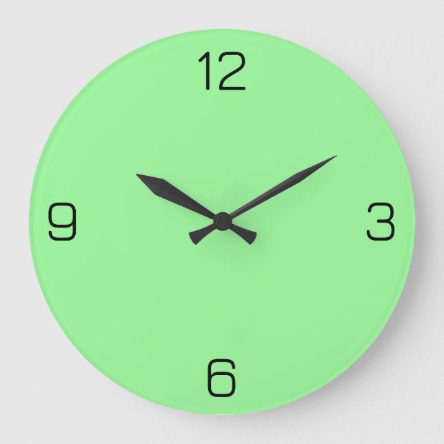 Pale Green 98FB98 Colour - With Option to Add Name Large Clock (Front)