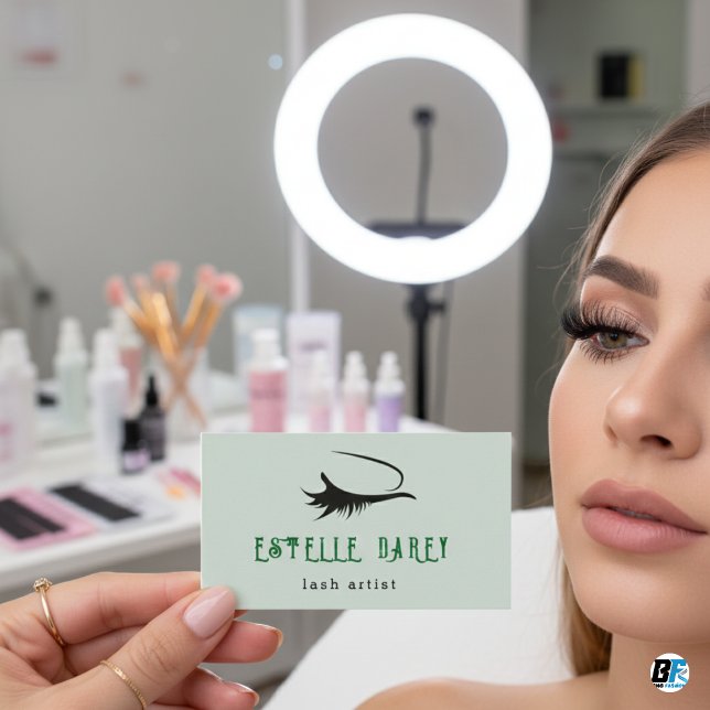 Pale Green Aesthetic Minimalist Lash Business Card (Creator Uploaded)