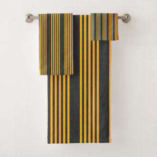 Pale green and beige five stripes pattern bath tow towel set