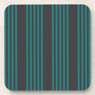 Pale green and beige five stripes pattern beverage coaster
