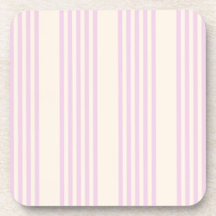 Pale green and beige five stripes pattern beverage coaster