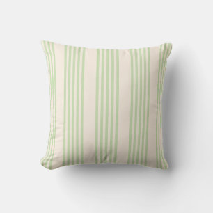 Pale green and beige five stripes pattern cushion