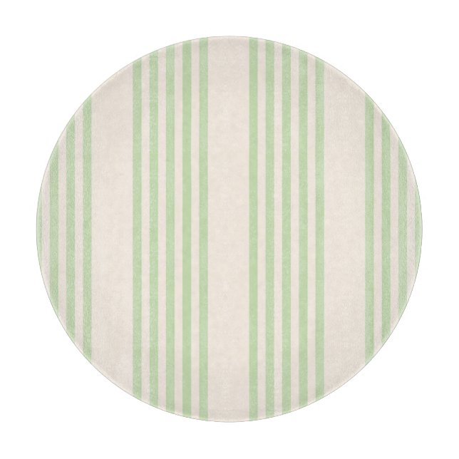 Pale green and beige five stripes pattern cutting board (Front)