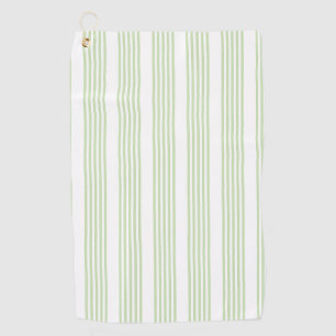 Pale green and beige five stripes pattern golf tow towel
