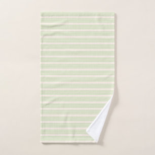 Pale green and beige five stripes pattern hand towel