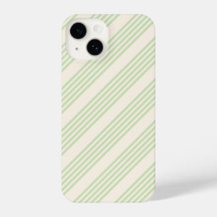 Pale green and beige five stripes pattern iPhone 14 case