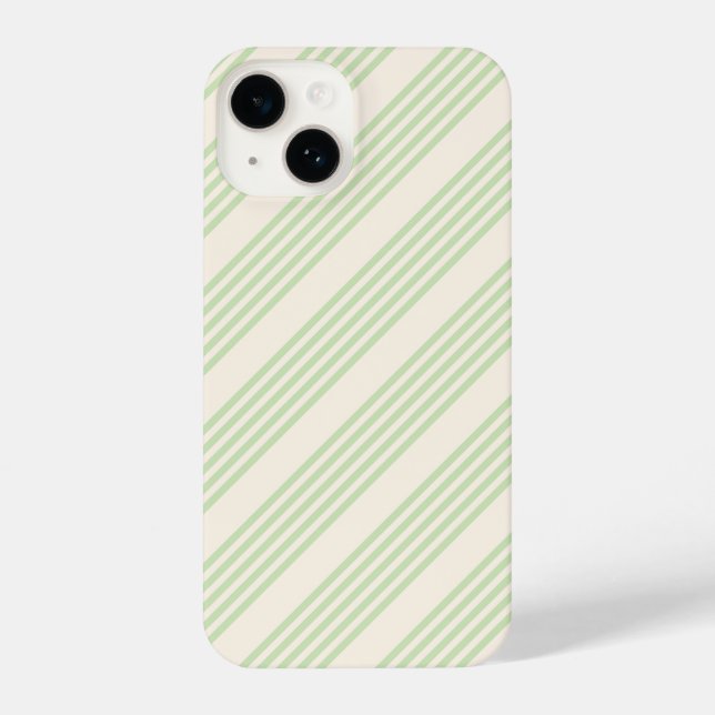 Pale green and beige five stripes pattern iPhone case (Back)