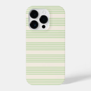 Pale green and beige five stripes pattern iPhone 14 pro case